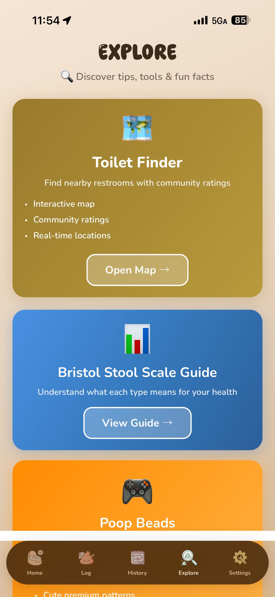 Explore screen